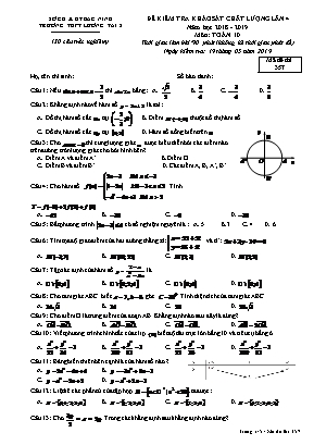 Đề kiểm tra chất lượng lần 4 môn Toán Lớp 10 - Mã đề 357 - Năm học 2018-2019 - Trường THPT Lương Tài 2